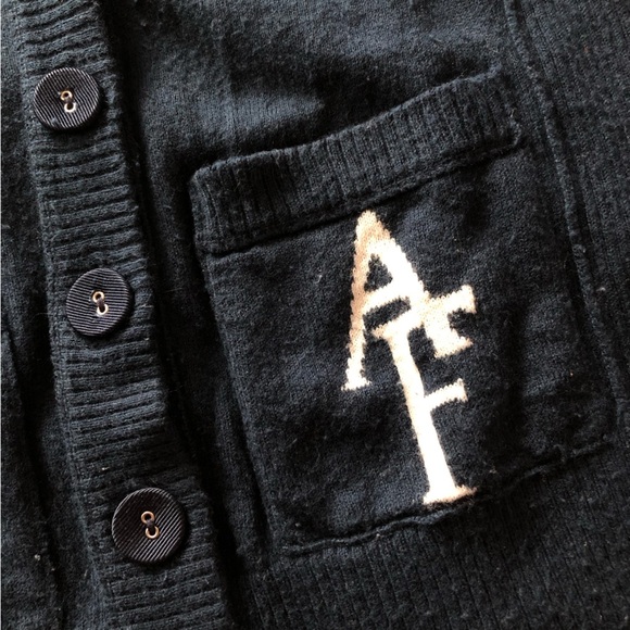 Abercrombie & Fitch Y2K Logo Pocket Light Cardigan in Navy Size S - Picture 7 of 11